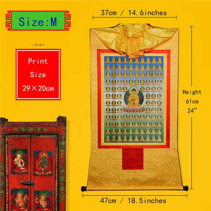 100 Shakyamuni - Tibetan thangka painting, view 5