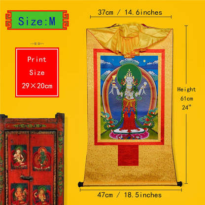 Chenrezig - Tibetan thangka painting, view 5