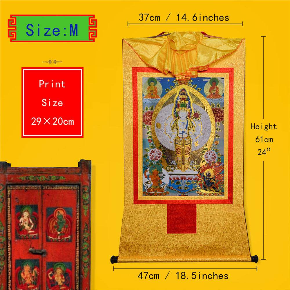 Avalokitesvara - Tibetan thangka painting, view 5