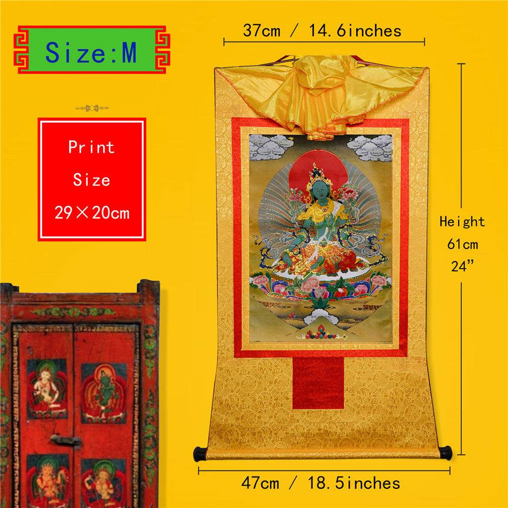 Green Tara - Tibetan thangka painting, view 5