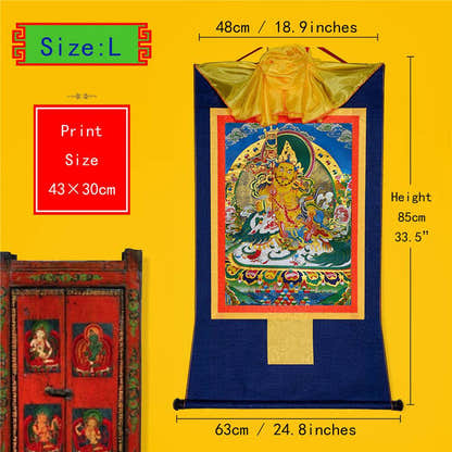 Vaisravana-Buddha of Wealth - Tibetan thangka painting, view 4