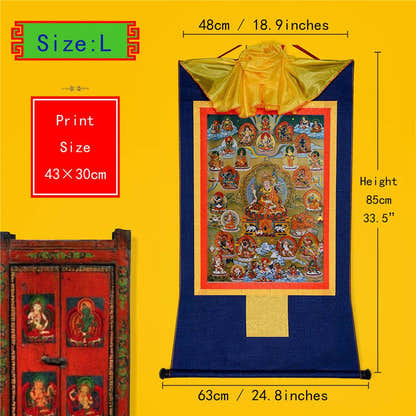 Guru Rinpoche and Deitiesof Nyingma School - Tibetan thangka painting, view 4