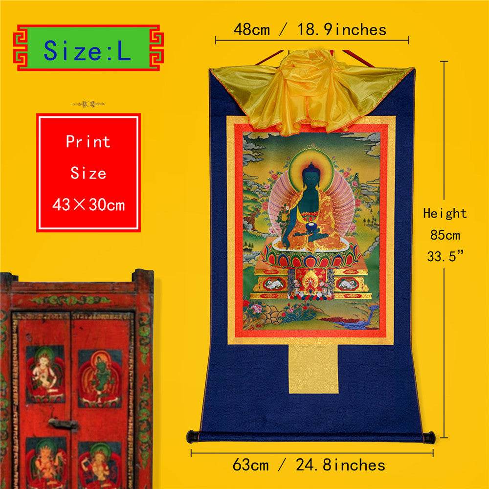 Bhaisajyaguru-Medicine Buddha - Tibetan thangka painting, view 4