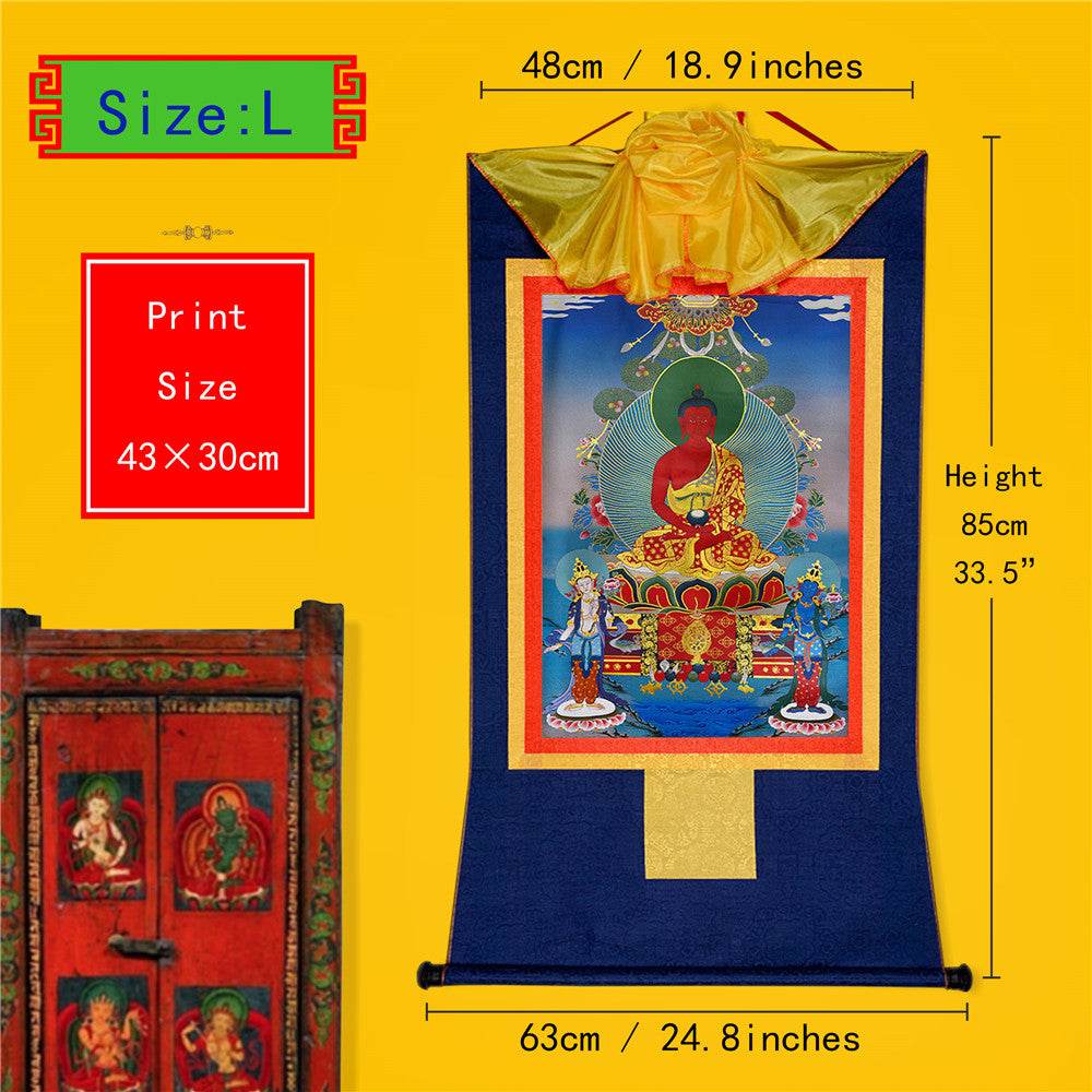 Amitayus,Amida,Amitabha - Tibetan thangka painting, view 5
