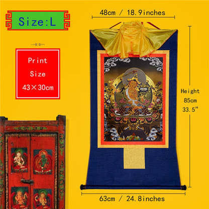 Manjusri Black Type - Tibetan thangka painting, close-up detail