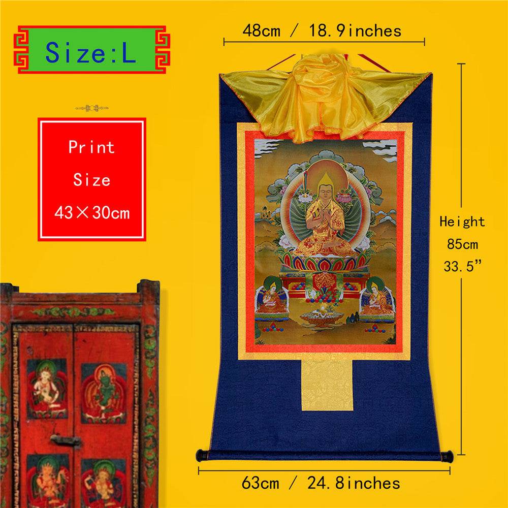 Je Tsongkhapa,Losang Drakpa,Je Rinpoche - Tibetan thangka painting, view 4