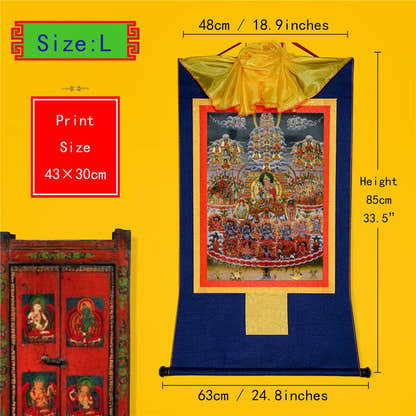 Guru Rinpoche Refuge Tree - Tibetan thangka painting, view 4