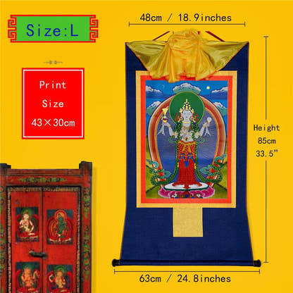 Chenrezig - Tibetan thangka painting, view 4