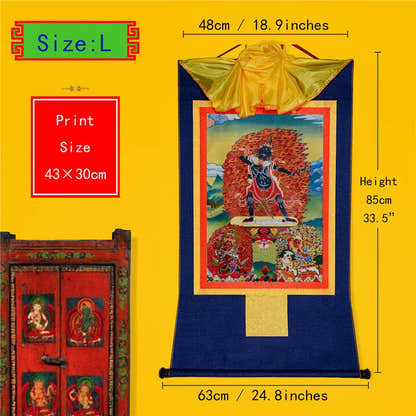 Ekajati,Rahula,Vajrasadhu - Tibetan thangka painting, view 4