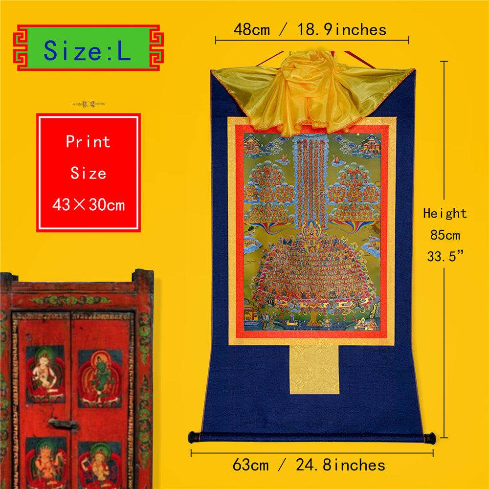 Je Tsongkhapa,Losang Drakpa,Je Rinpoche on Refuge Tree - Tibetan thangka painting, view 4