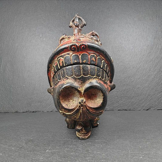 Copper Kapala Skull Cup Set - Tibetan Buddhist Offering Bowl - Ritual Implement  - Tibetan Buddhist art, front view