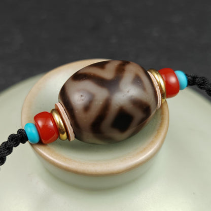 Cross Vajra Darlo Dzi Bead Necklace | Old Tibetan Amulet | Protection Charm | Spiritual Jewelry | 20*18mm