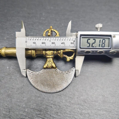 Cross Vajra Kartika - Gandhanra Handmade Tibetan Buddhist Ritual Implement - Made of Cold Iron and Copper - 12cm