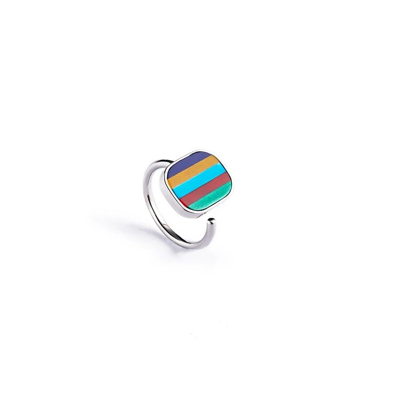 Five-Color Natural Gemstone Ring Tibetan Ring | Adjustable US Size 6
