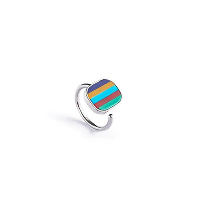 Five-Color Natural Gemstone Ring Tibetan Ring | Adjustable US Size 6
