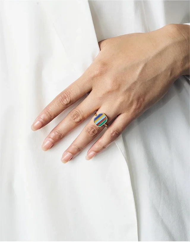 Five-Color Natural Gemstone Ring Tibetan Ring | Adjustable US Size 6