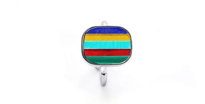 Five-Color Natural Gemstone Ring Tibetan Ring | Adjustable US Size 6