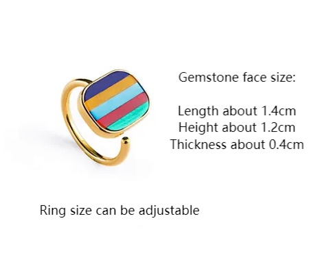 Five-Color Natural Gemstone Ring Tibetan Ring | Adjustable US Size 6
