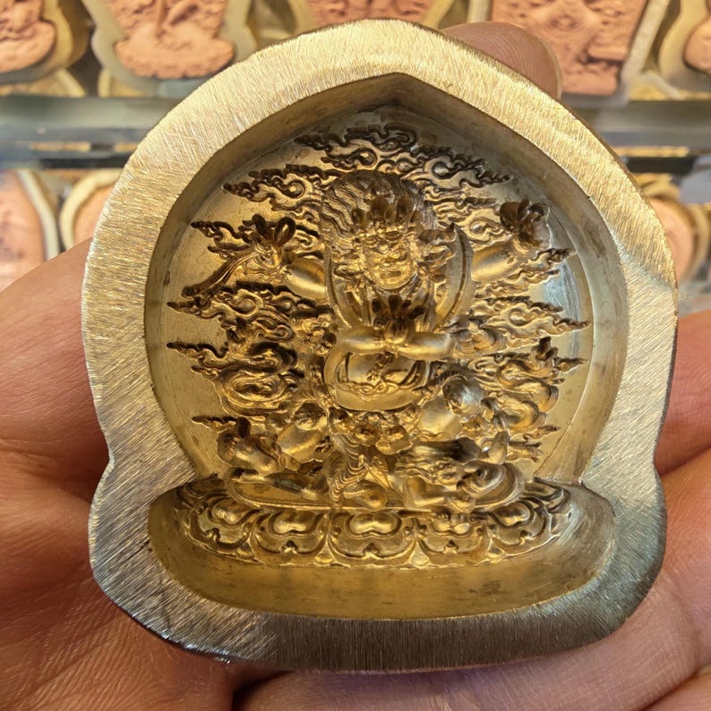 Four-Armed Conquering Vajrapani Tsa Tsa Mold - 4.5cm Height: Tibetan Buddha Statue Maker for Ritual Sacred Art & Offering
