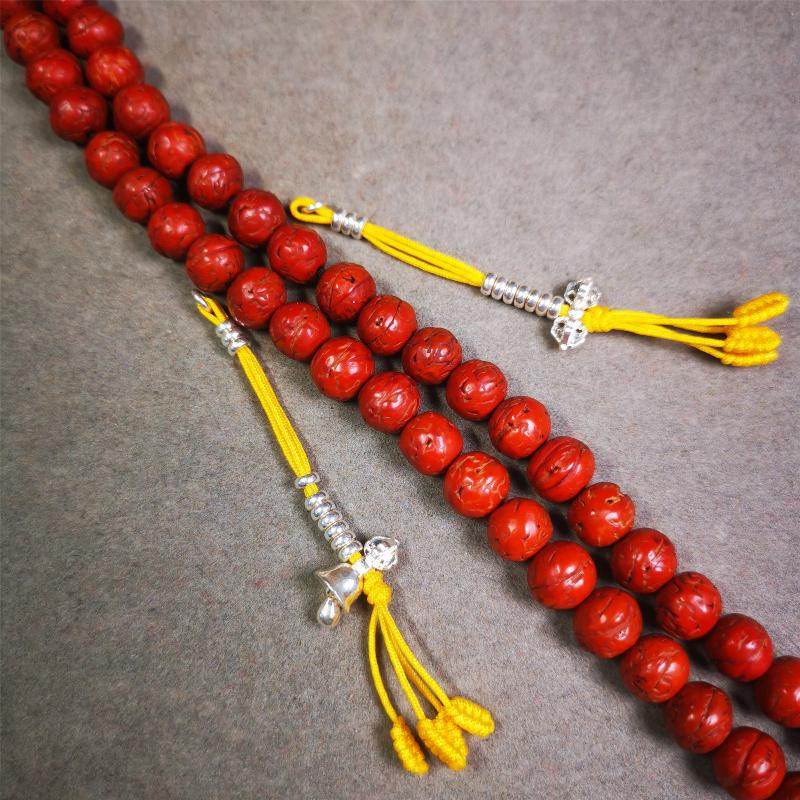 3mm Silver Prayer Bead Counters - Tibetan Buddhist art, detailed view