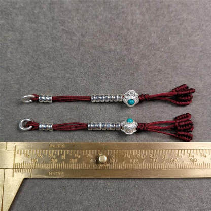 4mm Silver Prayer Bead Counters - Tibetan Buddhist art, size reference
