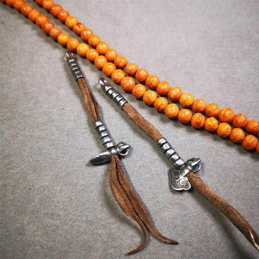 6mm Cold Iron Prayer Bead Counters - Tibetan Buddhist art, front view