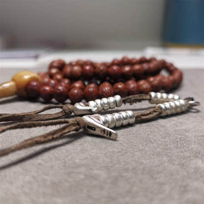 5mm Silver Prayer Bead Counters with Lucky Birds Pendant - Tibetan Buddhist art, view 5