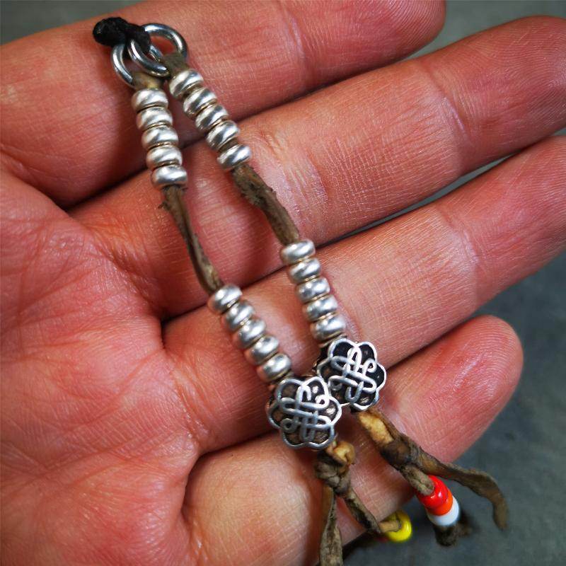 5mm Sterling Silver Prayer Bead Counters with Lucky Knot Pendant - Tibetan Buddhist art, view 9