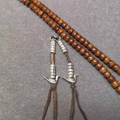 5mm Silver Prayer Bead Counters with Lucky Birds Pendant - Tibetan Buddhist art, view 11
