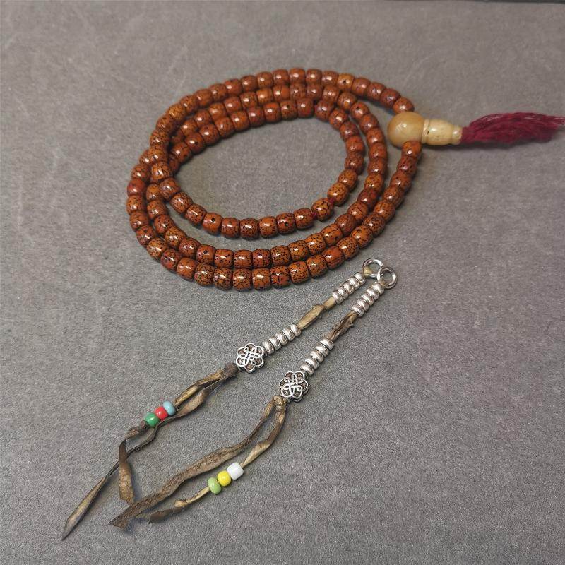 5mm Sterling Silver Prayer Bead Counters with Lucky Knot Pendant - Tibetan Buddhist art, view 12