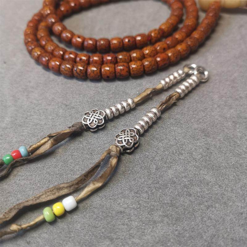 5mm Sterling Silver Prayer Bead Counters with Lucky Knot Pendant - Tibetan Buddhist art, view 14