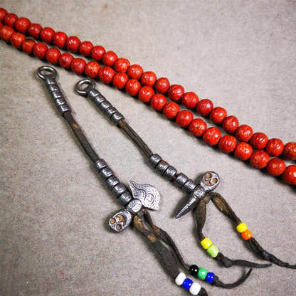 6mm Cold Iron Prayer Bead Counters - Tibetan Buddhist art, front view