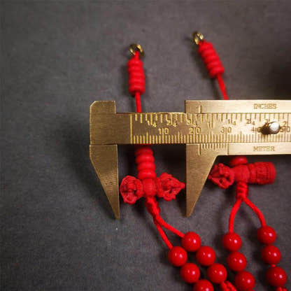 6mm Red Cinnabar Prayer Bead Counters - Tibetan Buddhist art, size reference