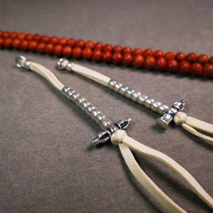 7mm Brass Prayer Bead Counters with Vajra and Bell Pendant - Tibetan Buddhist vajra, view 9