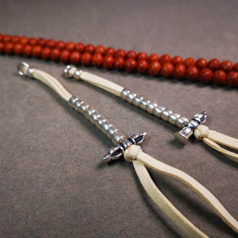 7mm Brass Prayer Bead Counters with Vajra and Bell Pendant - Tibetan Buddhist vajra, view 9