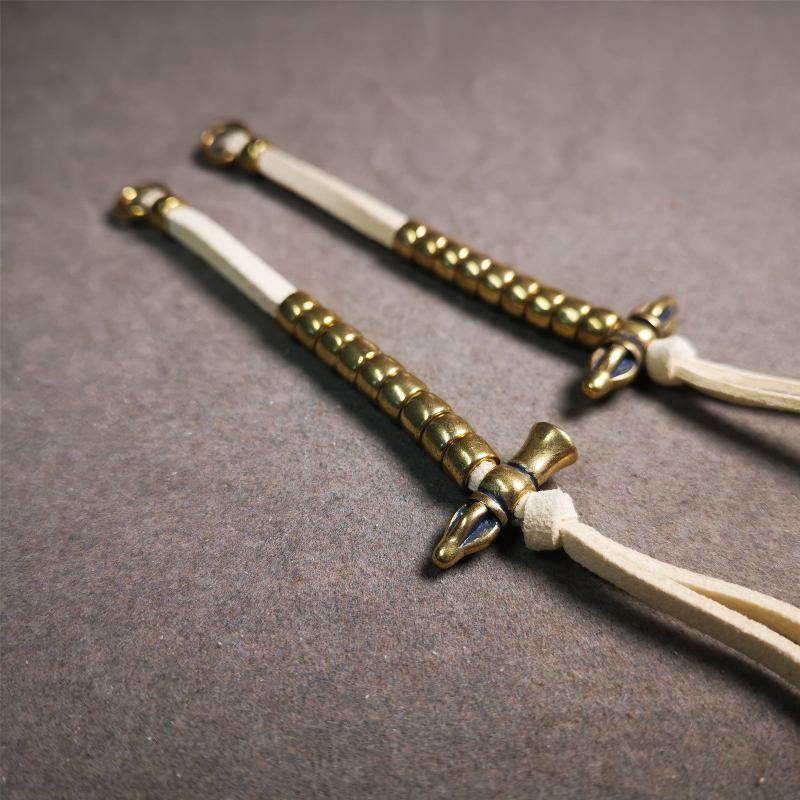 7mm Brass Prayer Bead Counters with Vajra and Bell Pendant - Tibetan Buddhist vajra, view 21
