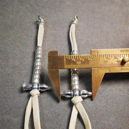 7mm Brass Prayer Bead Counters with Vajra and Bell Pendant - Tibetan Buddhist vajra, detailed view
