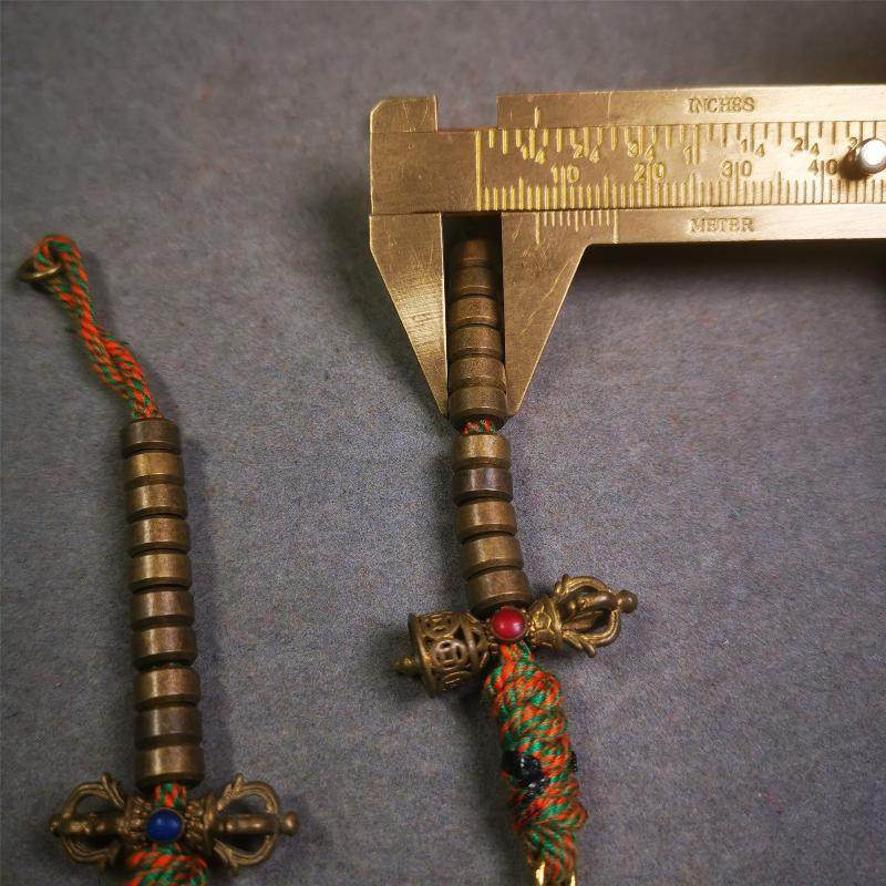 7mm Brass Prayer Bead Counters - Tibetan Buddhist art, size reference