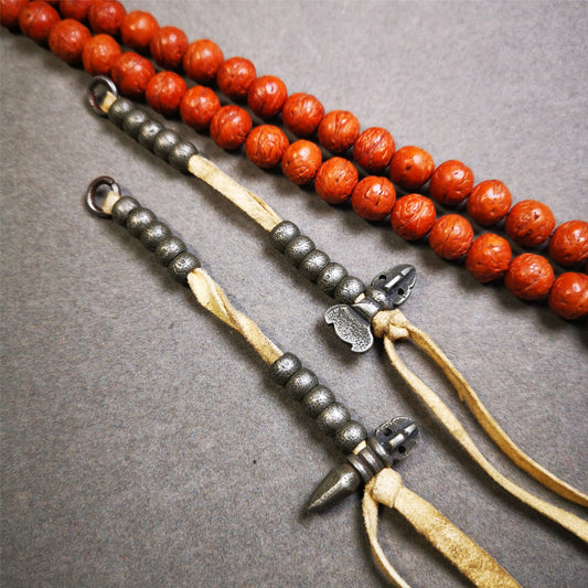 7mm Cold Iron Prayer Bead Counters with Kartika and Kila Pendant