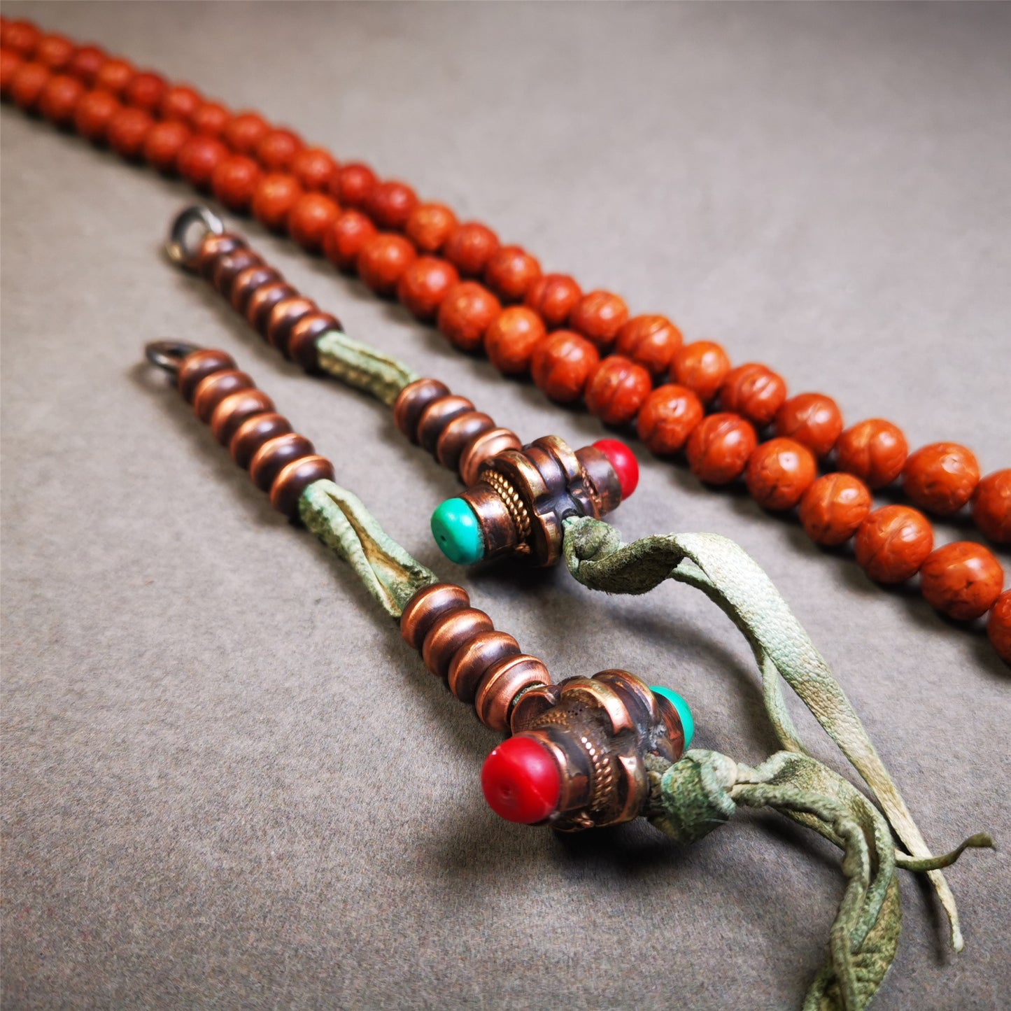 9mm Copper Prayer Bead Counters with Agate Pendant