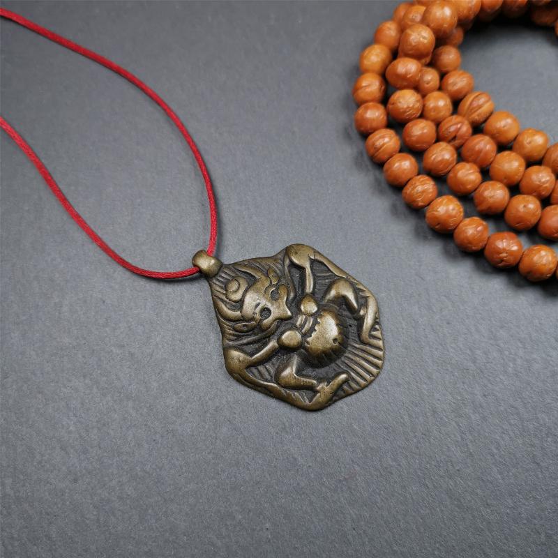 Garuda Amulet - 1.9" - Tibetan Buddhist amulet, detailed view