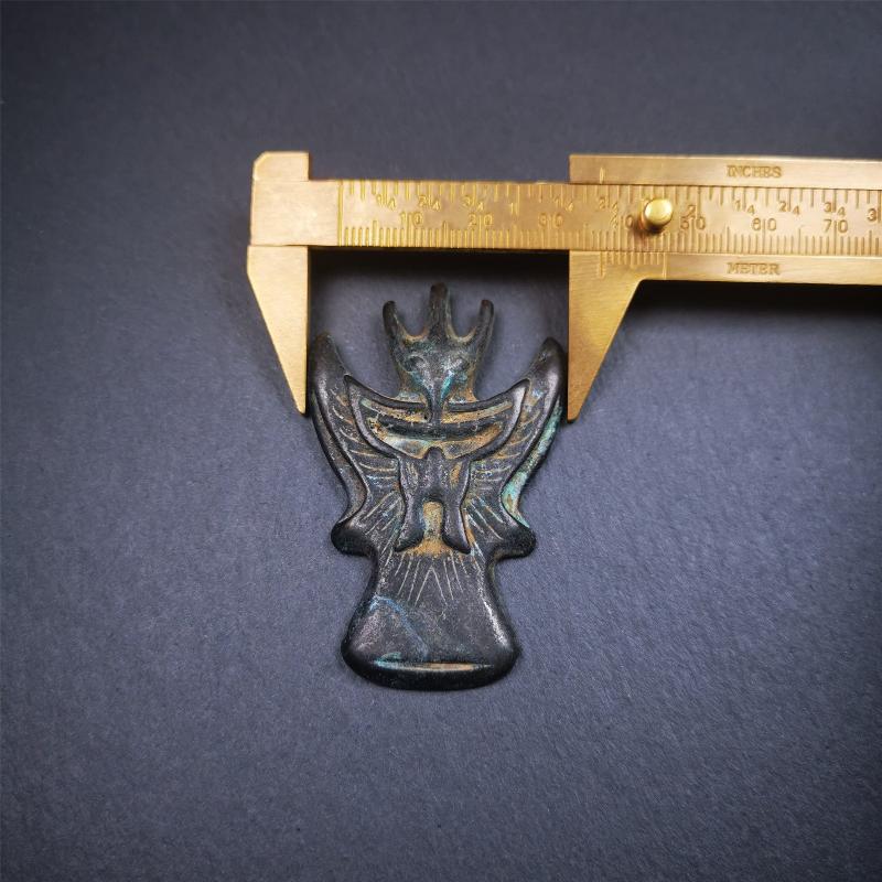 Garuda Amulet - 2.28" - Tibetan Buddhist amulet, size reference
