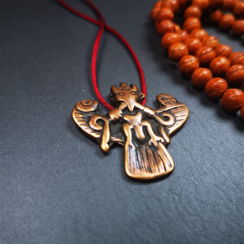 Garuda Amulet - 1.57" - Tibetan Buddhist amulet, detailed view