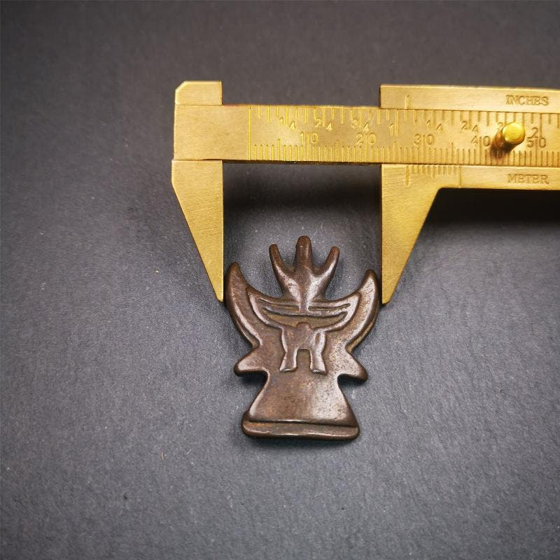 Garuda Amulet - 1.38" - Tibetan Buddhist amulet, size reference