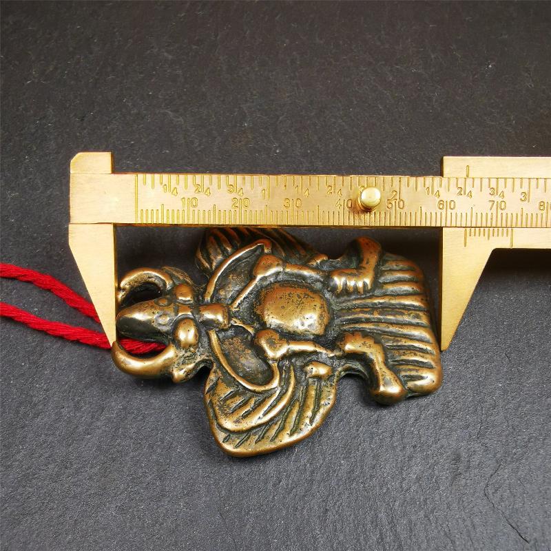 Garuda Amulet - 2.56" - 80Years - Tibetan Buddhist amulet, size reference