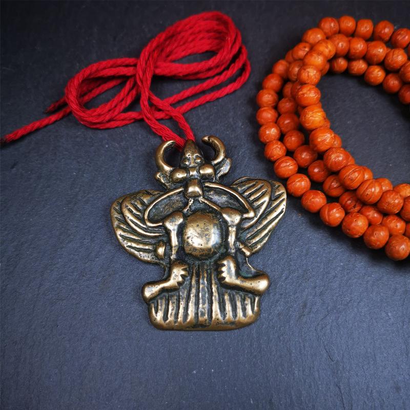 Garuda Amulet - 2.56" - 80Years - Tibetan Buddhist amulet, front view