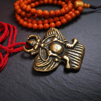 Garuda Amulet - 2.56" - 80Years - Tibetan Buddhist amulet, detailed view