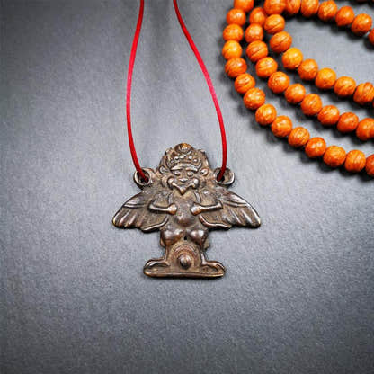 Garuda Amulet - 1.9" - 100 Years Old - Tibetan Buddhist amulet, front view
