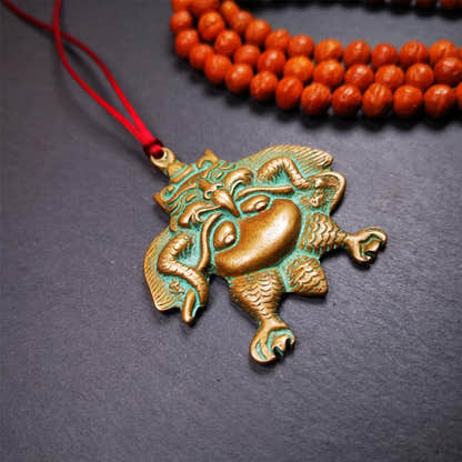 Garuda Amulet - 2.28" - Tibetan Buddhist amulet, close-up detail