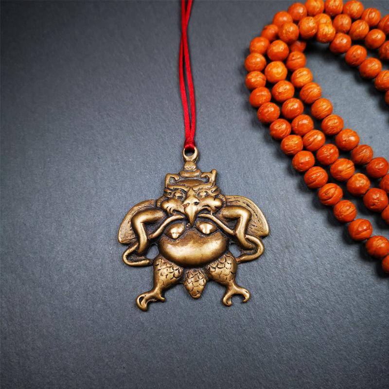 Garuda Amulet - 2.16" - Tibetan Buddhist amulet, detailed view